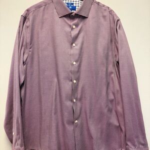 Egara Men's Purple Patterned Button Down Shirt
